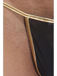 Стильные стринги с золотой окантовкой черного цвета Cosmos Colors RTNB01BG
